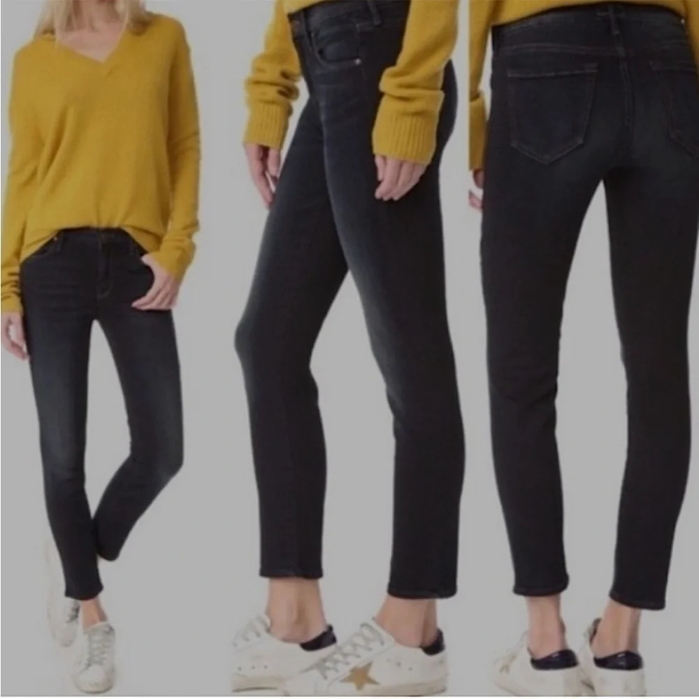 Mother The Looker Crop Lies & Shadows Size 27 Skinny Stretch Jeans Black Wash - Picture 3 of 10